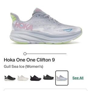 Hoka One Clifton 9 Women's Shoes - Gray and White